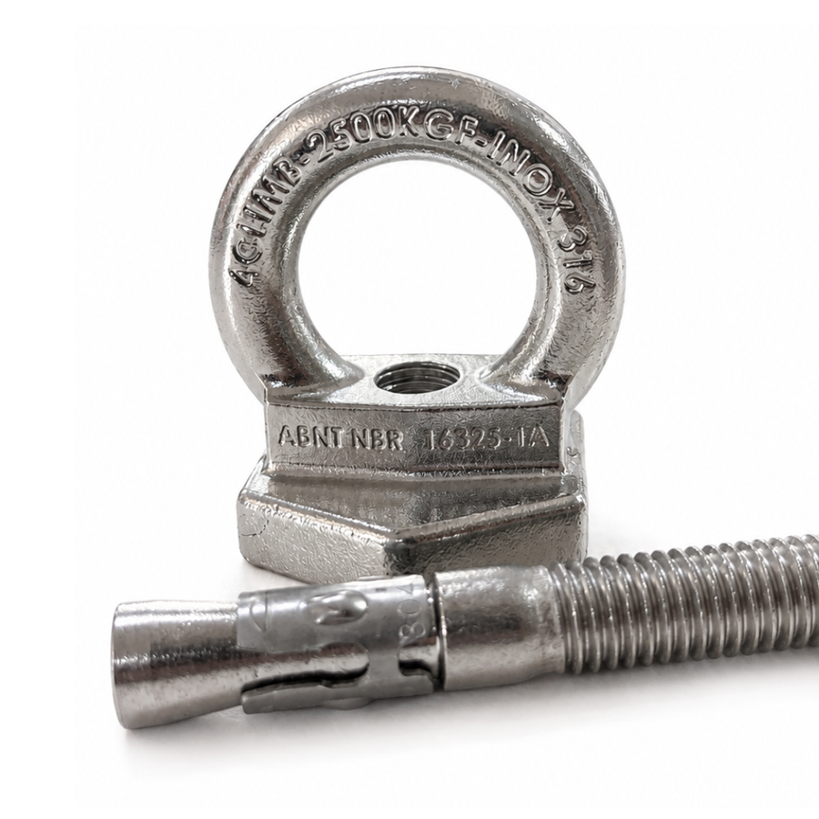 Kit 30 Unidades de Olhal de Ancoragem + 30 Chumbador Mecânico / Parabolt Inox - 1/2 x 5.1/2