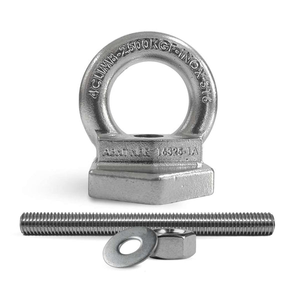 Kit 50 Unid Olhal Ancoragem + 50 Barras 14cm Inox Linha De Vida 25kn + BRINDE Porcas e Arruelas