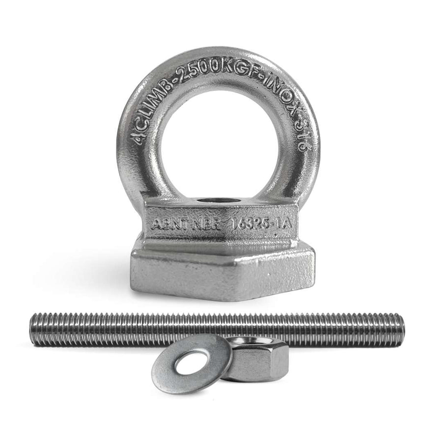 Kit 30 Unidades de Olhal Ancoragem e Barra 14cm Inox Linha De Vida 25kn + BRINDE Porcas e Arruelas