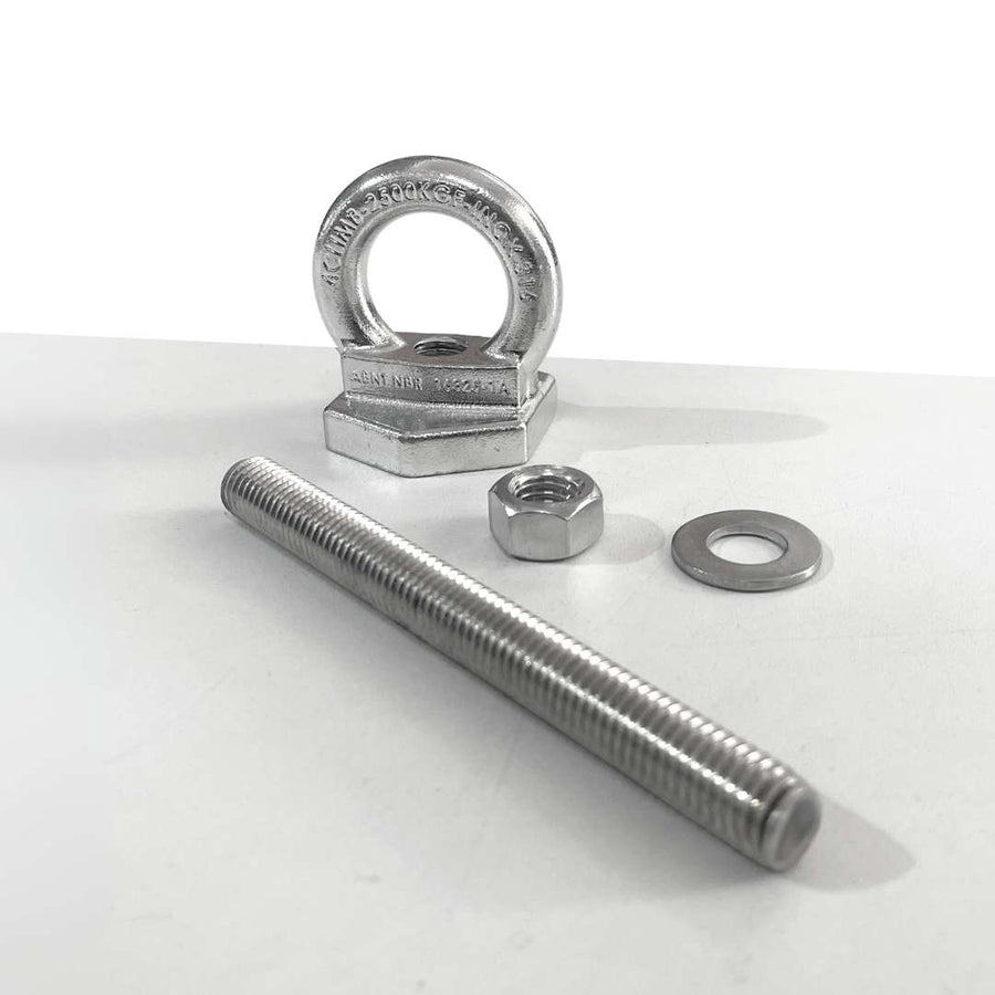 Kit 7 Unidades de Olhal de Ancoragem + 7 Barras 14cm 1/2 Polegada Inox Linha De Vida 25kn + BRINDE Porcas e Arruelas