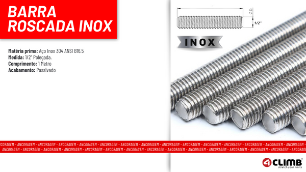 Barra Roscada Aço Inox 304 - 1 Metro