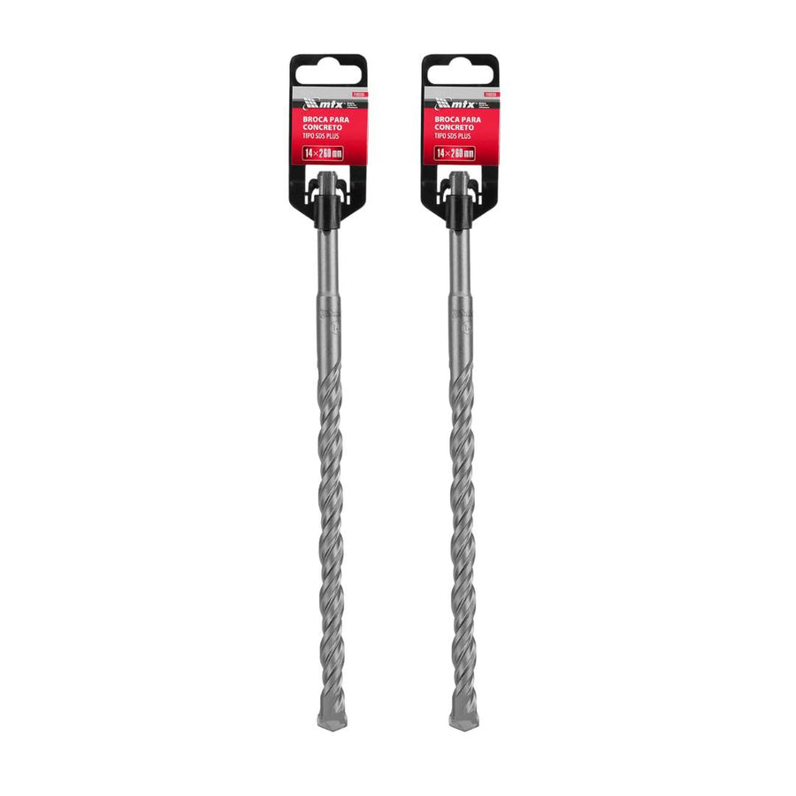 Kit 2 Unid Broca Concreto SDS Plus MTX Profissional 14mm x 260mm