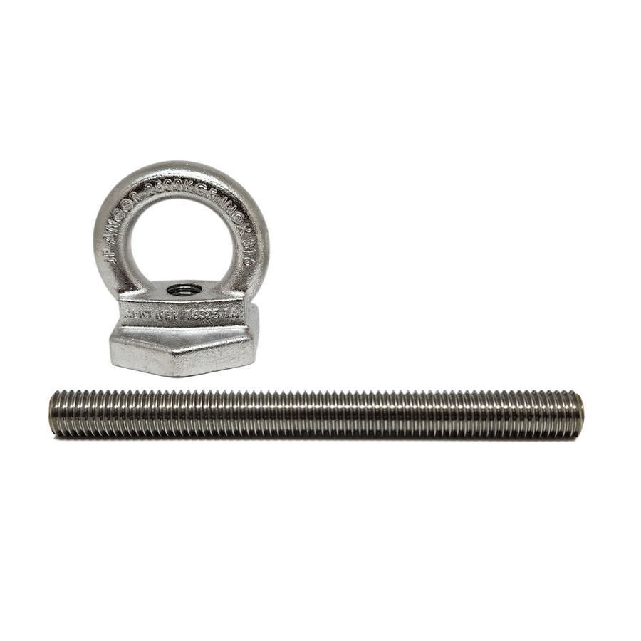 Kit 15 Unidades de Olhal Ancoragem e Barra 14cm Inox Linha De Vida 25kn