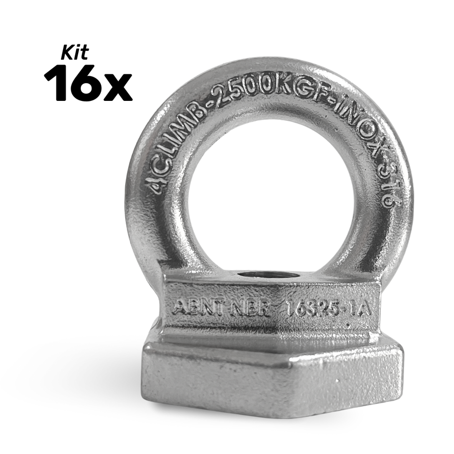 Kit 16 unidades Olhal de Ancoragem INOX 25kn linha de vida
