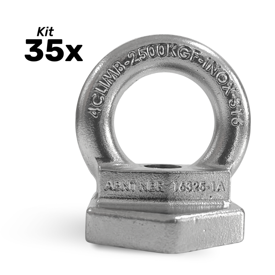 Kit 35 unidades Olhal de Ancoragem INOX 25kn linha de vida
