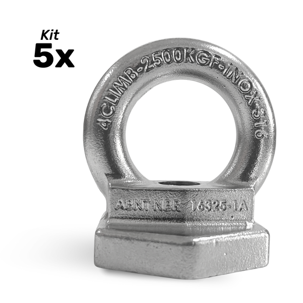 Kit 5 unid. Olhal de Ancoragem INOX 25kn linha de vida